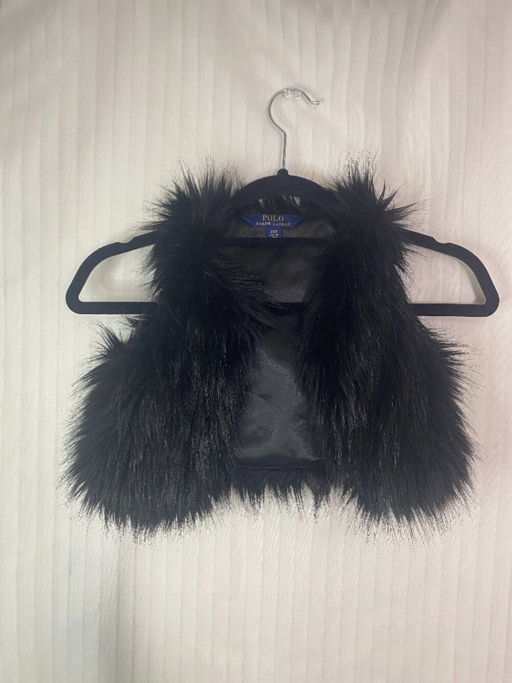 Polo Ralph Lauren Girls Black Faux Fur Vest Size 2/2T Toddler Sleeveless Coat